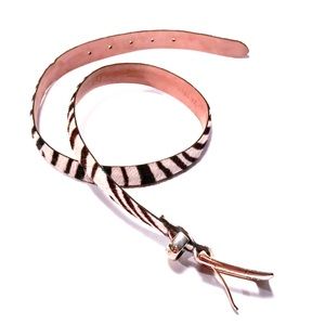 WCM New York Genuine Calfskin Calf Hair Zebra Belt
